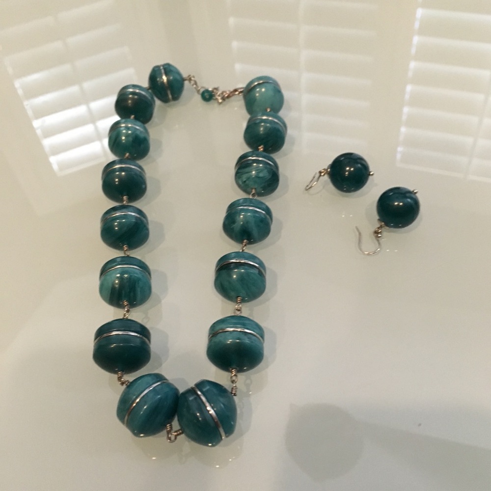 Blue necklace and earrings